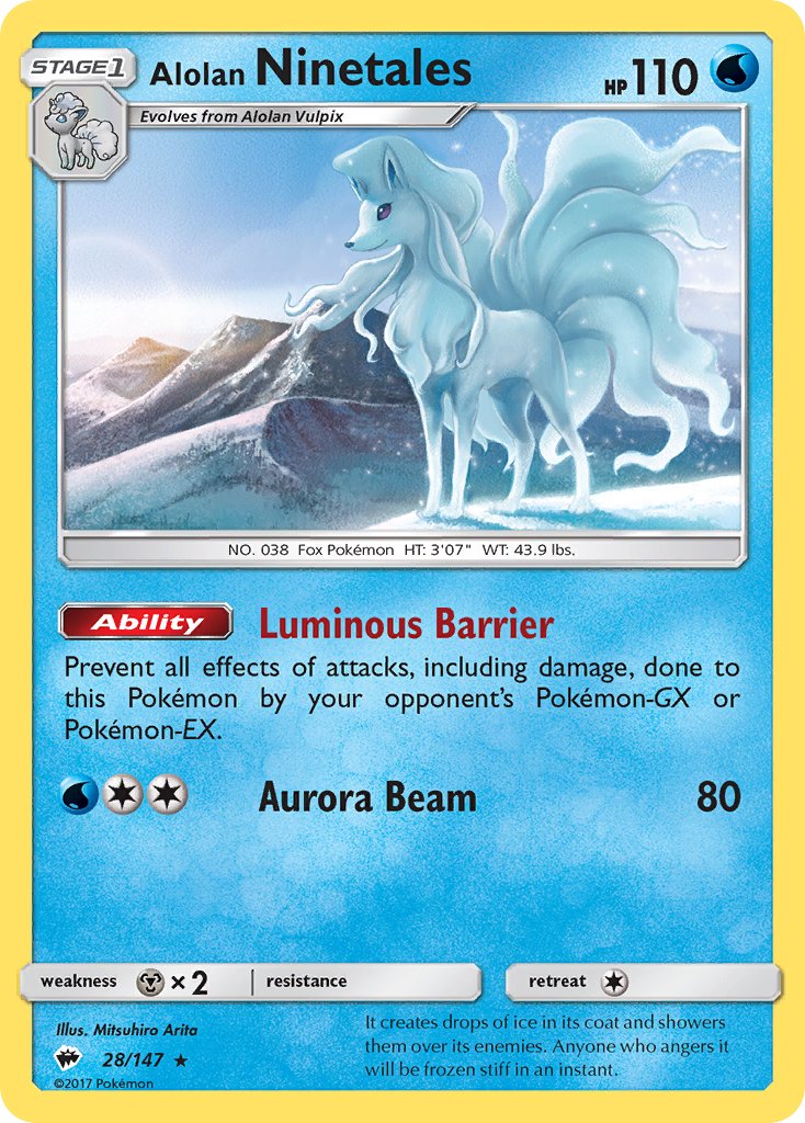 Alolan Ninetales (28/147) (Water Web Holo) (Theme Deck Exclusives) [Sun & Moon: Burning Shadows] | Good Games Cannington