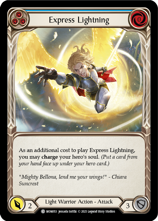 Express Lightning (Blue) [MON053-RF] 1st Edition Rainbow Foil | Good Games Cannington
