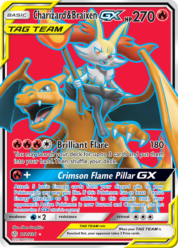 Charizard & Braixen GX (212/236) [Sun & Moon: Cosmic Eclipse] | Good Games Cannington