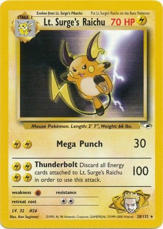 Lt. Surge's Raichu (28/132) [Gym Heroes Unlimited] | Good Games Cannington
