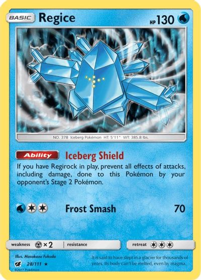 Regice (28/111) [Sun & Moon: Crimson Invasion] | Good Games Cannington