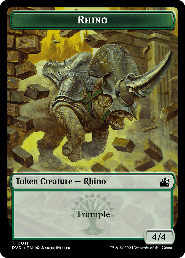 Elf Knight // Rhino Double-Sided Token [Ravnica Remastered Tokens] | Good Games Cannington