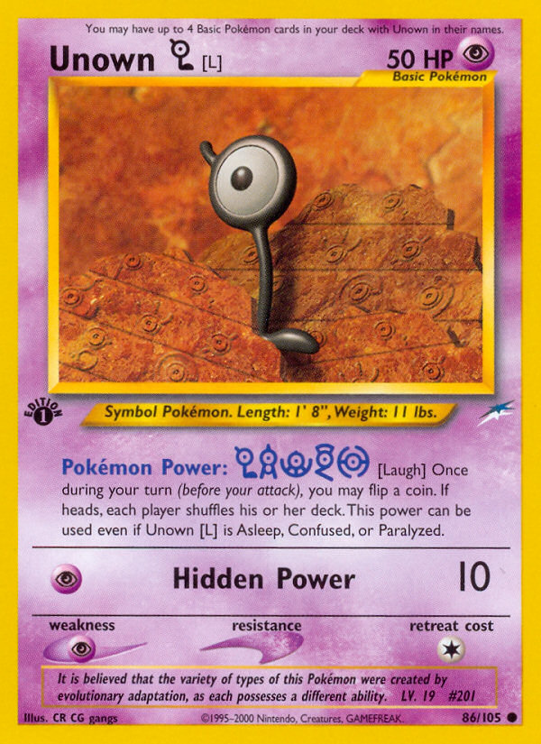 Unown [L] (86/105) [Neo Destiny 1st Edition] | Good Games Cannington