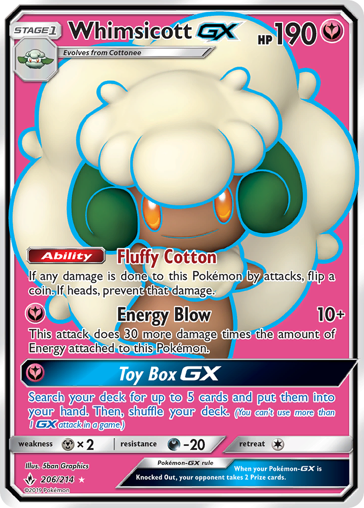 Whimsicott GX (206/214) [Sun & Moon: Unbroken Bonds] | Good Games Cannington
