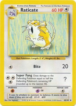 Raticate (40/102) [Base Set Unlimited] | Good Games Cannington