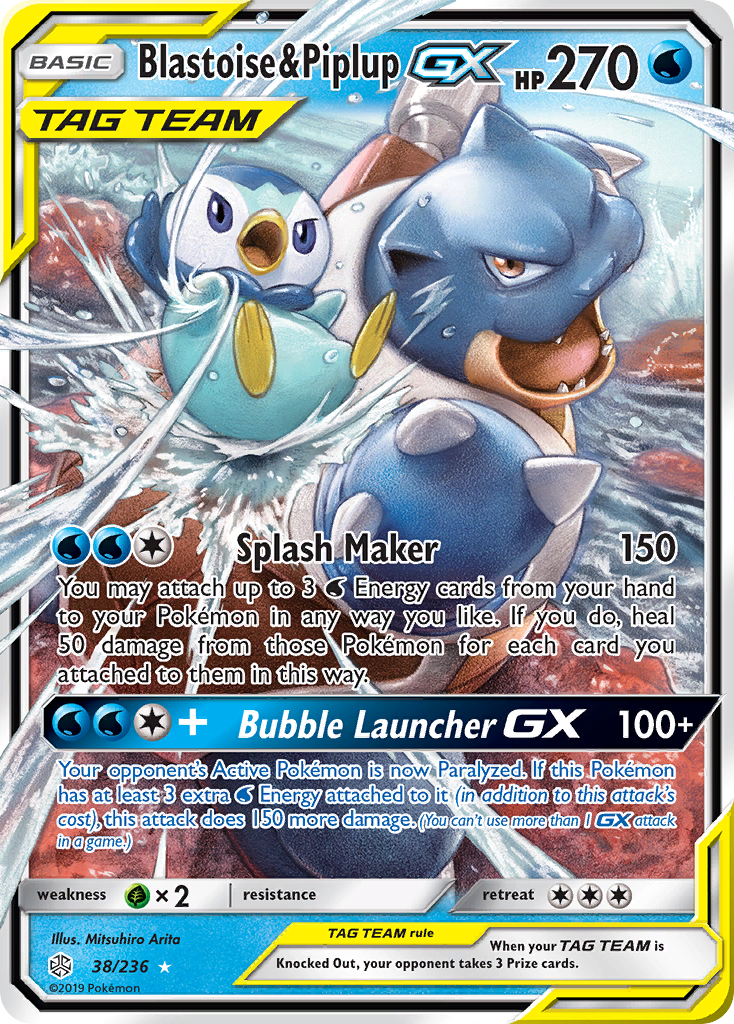 Blastoise & Piplup GX (38/236) [Sun & Moon: Cosmic Eclipse] | Good Games Cannington