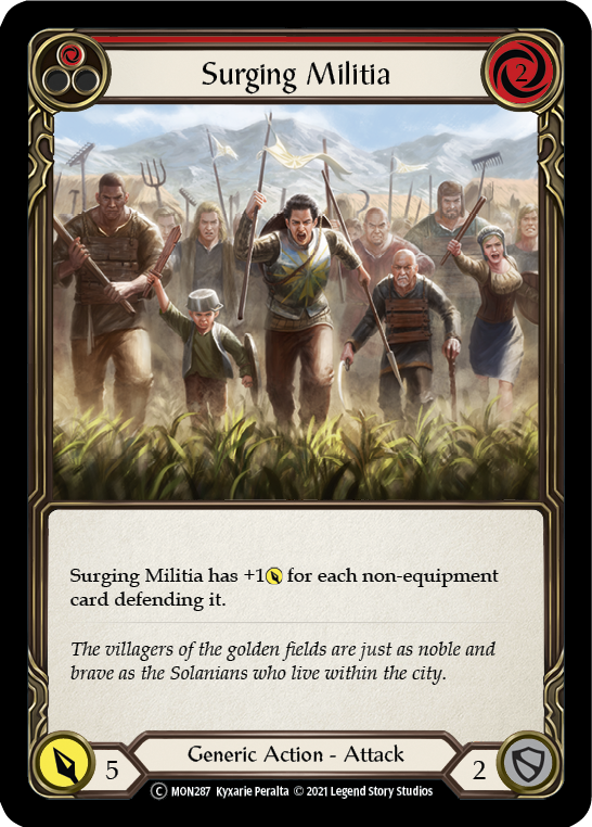 Surging Militia (Red) [U-MON287-RF] Unlimited Rainbow Foil | Good Games Cannington