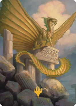Ancient Gold Dragon Art Card (05) (Gold-Stamped Signature) [Commander Legends: Battle for Baldur's Gate Art Series] | Good Games Cannington