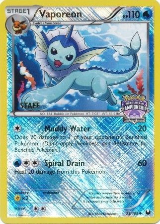 Vaporeon (25/108) (State Province Championship 2013 Promo Staff) [Black & White: Dark Explorers] | Good Games Cannington