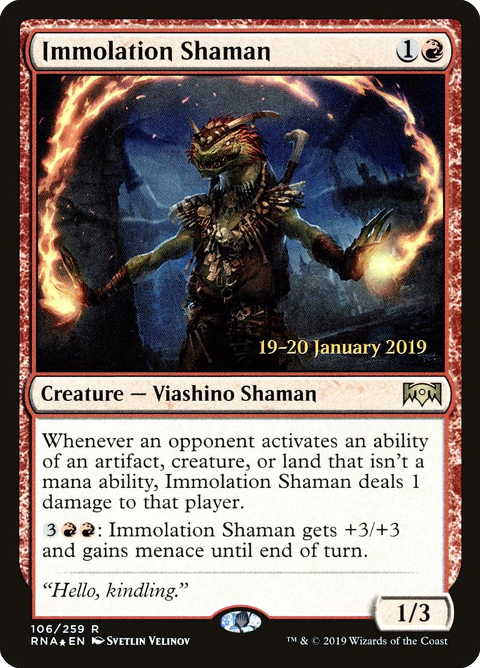 Immolation Shaman [Ravnica Allegiance Prerelease Promos] | Good Games Cannington