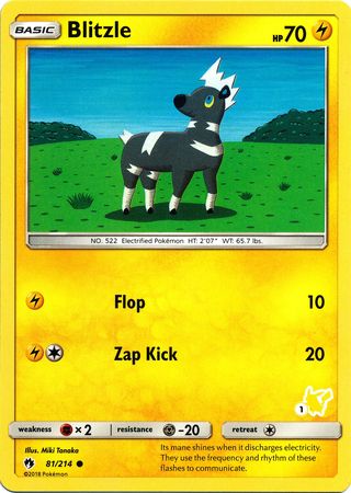 Blitzle (81/214) (Pikachu Stamp #1) [Battle Academy 2020] | Good Games Cannington