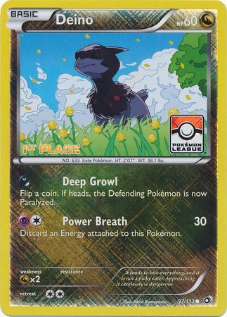 Deino (97/113) (League Promo 1st Place) [Black & White: Legendary Treasures] | Good Games Cannington