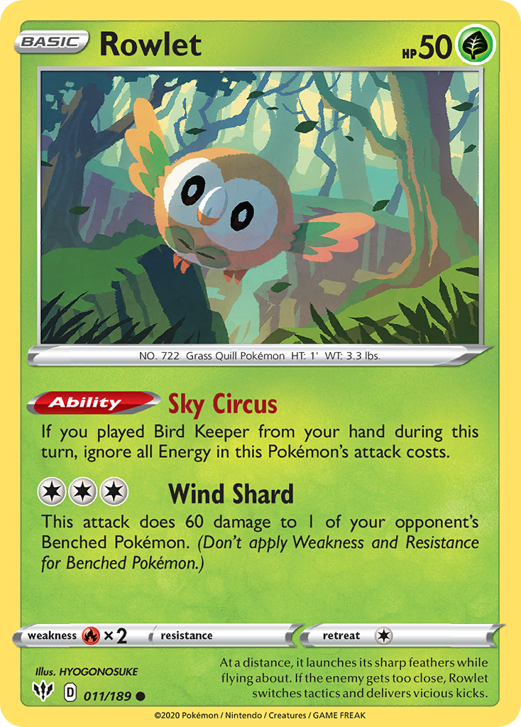 Rowlet (011/189) [Sword & Shield: Darkness Ablaze] | Good Games Cannington