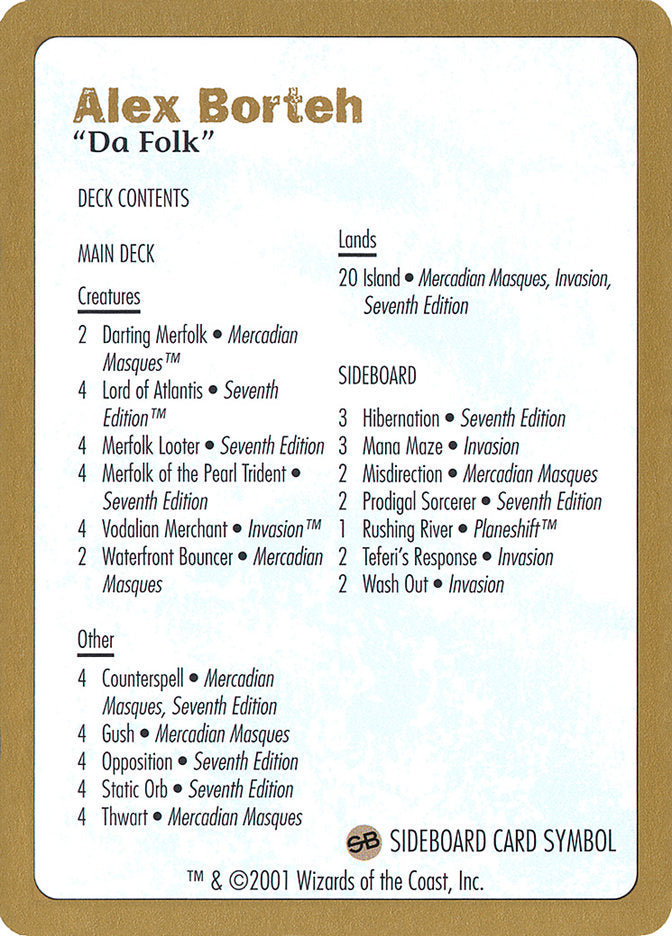 Alex Borteh Decklist [World Championship Decks 2001] | Good Games Cannington