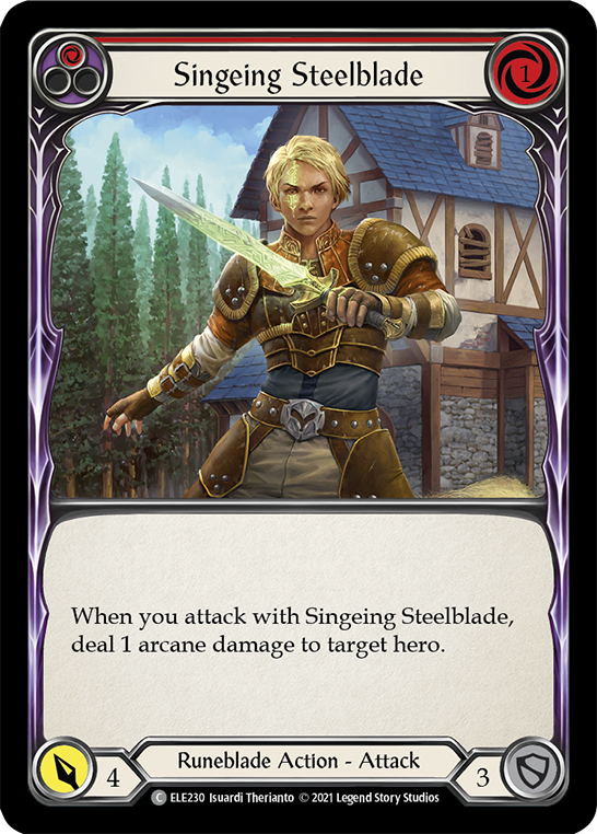 Singeing Steelblade (Red) [ELE230] (Tales of Aria)  1st Edition Normal | Good Games Cannington