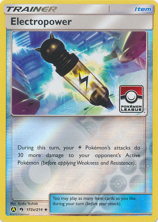 Electropower (172a/214) (League Promo) [Sun & Moon: Lost Thunder] | Good Games Cannington