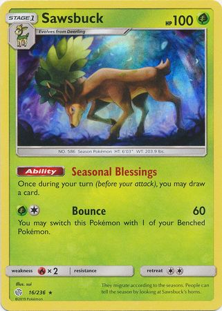 Sawsbuck (16/236) (Build & Battle Box Exclusive) [Sun & Moon: Cosmic Eclipse] | Good Games Cannington