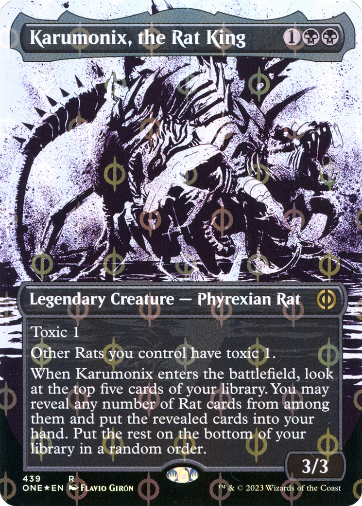 Karumonix, the Rat King (Borderless Ichor Step-and-Compleat Foil) [Phyrexia: All Will Be One] | Good Games Cannington