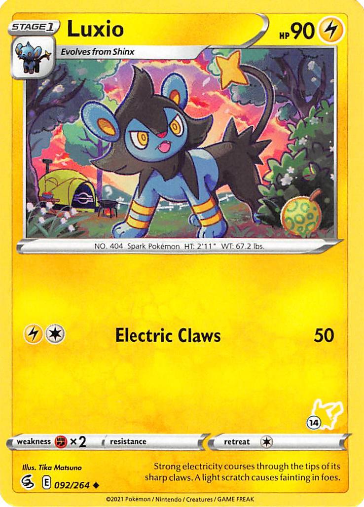 Luxio (092/264) (Pikachu Stamp #14) [Battle Academy 2022] | Good Games Cannington