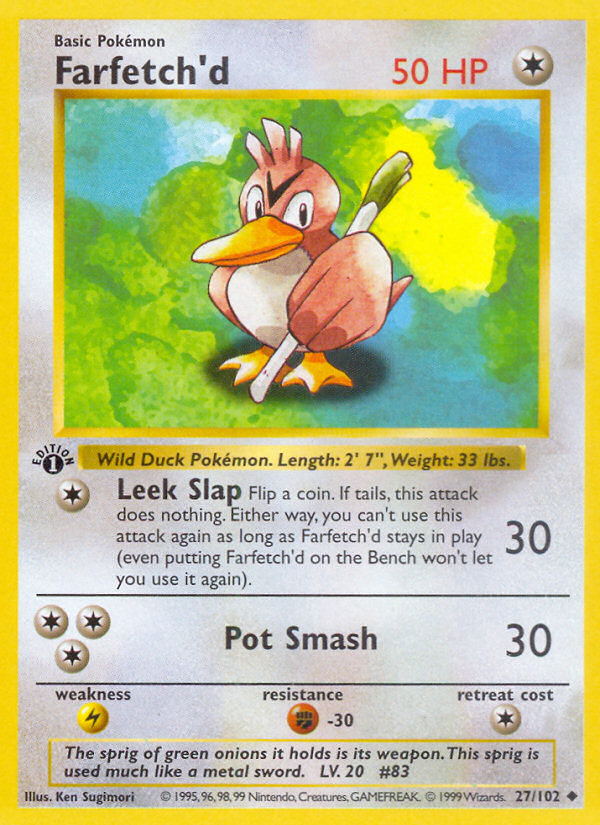 Farfetch'd (27/102) (Shadowless) [Base Set 1st Edition] | Good Games Cannington