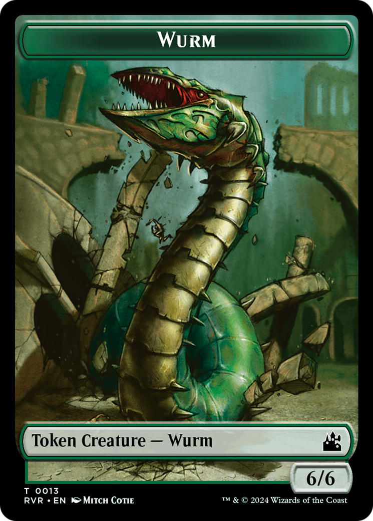 Elf Knight // Wurm Double-Sided Token [Ravnica Remastered Tokens] | Good Games Cannington
