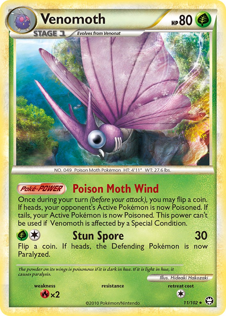 Venomoth (11/102) (Theme Deck Exclusive) [HeartGold & SoulSilver: Triumphant] | Good Games Cannington