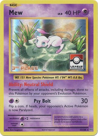 Mew (53/108) (League Promo 3rd Place) [XY: Evolutions] | Good Games Cannington