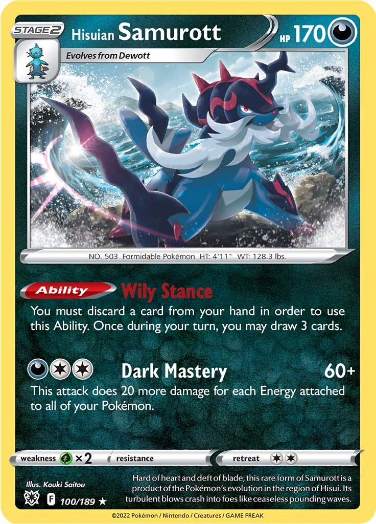 Hisuian Samurott (100/189) (Theme Deck Exclusive) [Sword & Shield: Astral Radiance] | Good Games Cannington