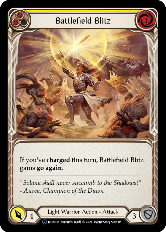 Battlefield Blitz (Yellow) [U-MON037-RF] Unlimited Rainbow Foil | Good Games Cannington