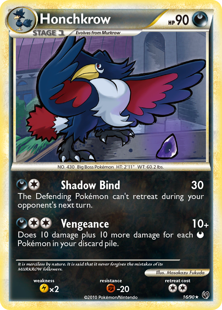 Honchkrow (16/90) [HeartGold & SoulSilver: Undaunted] | Good Games Cannington