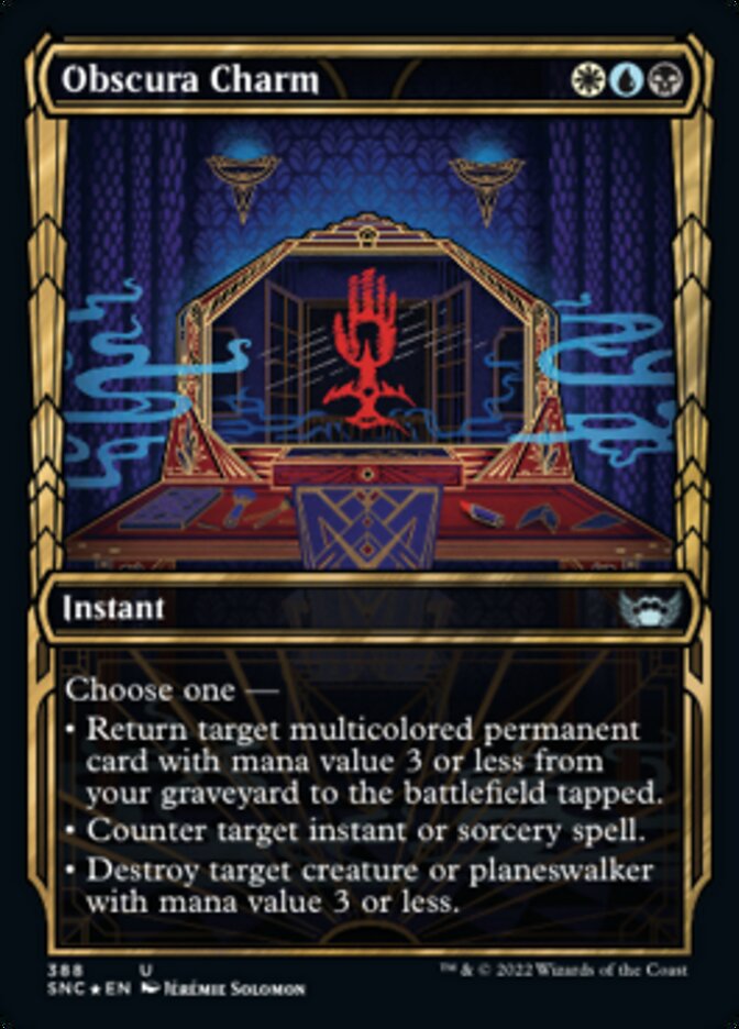 Obscura Charm (Showcase Golden Age Gilded Foil) [Streets of New Capenna] | Good Games Cannington