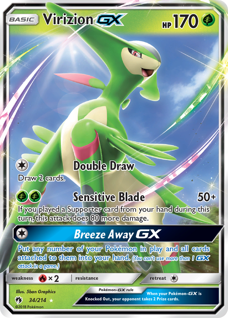 Virizion GX (34/214) [Sun & Moon: Lost Thunder] | Good Games Cannington
