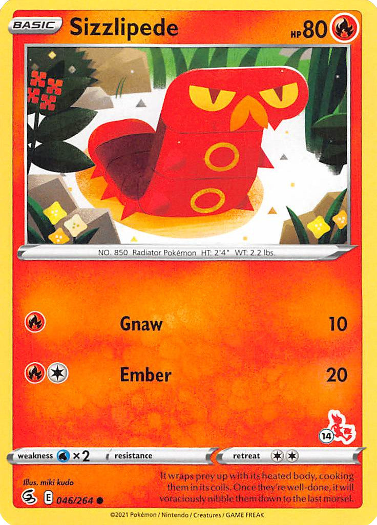 Sizzlipede (046/264) (Cinderace Stamp #14) [Battle Academy 2022] | Good Games Cannington