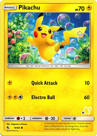 Pikachu (19/68) (Pikachu Stamp #15) [Battle Academy 2020] | Good Games Cannington