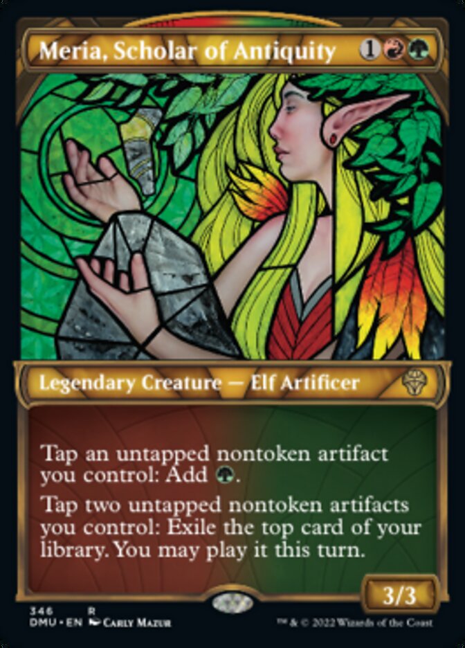 Meria, Scholar of Antiquity (Showcase Textured) [Dominaria United] | Good Games Cannington