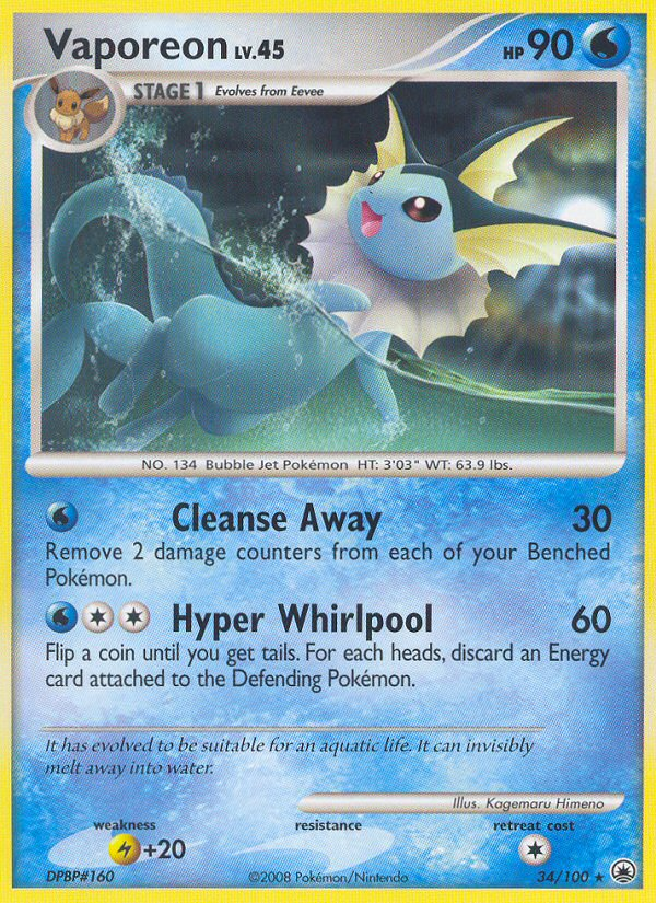 Vaporeon (34/100) [Diamond & Pearl: Majestic Dawn] | Good Games Cannington
