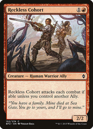 Reckless Cohort [Battle for Zendikar] | Good Games Cannington