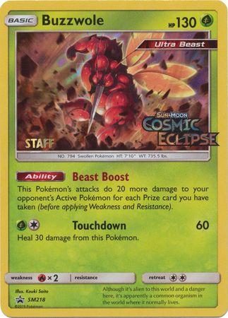 Buzzwole (SM218) (Staff Prerelease Promo) [Sun & Moon: Black Star Promos] | Good Games Cannington