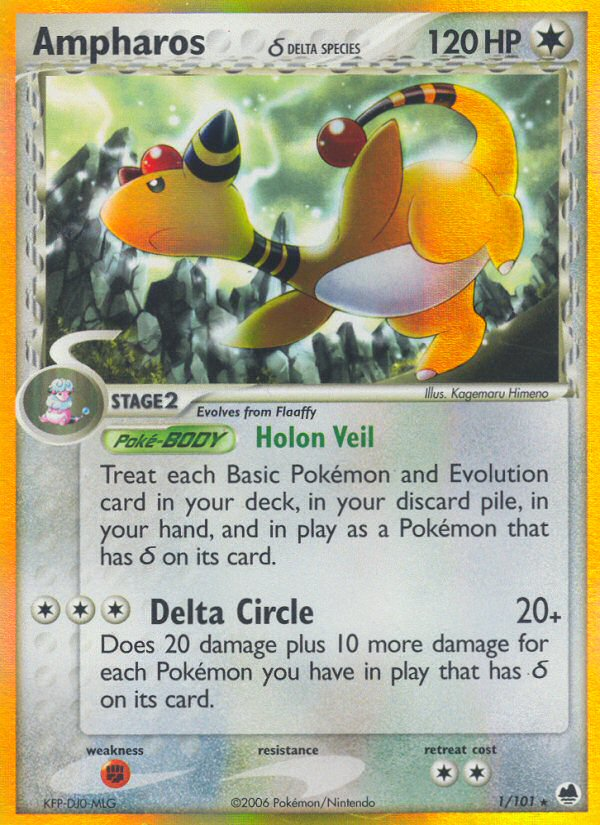 Ampharos (1/101) (Delta Species) [EX: Dragon Frontiers] | Good Games Cannington