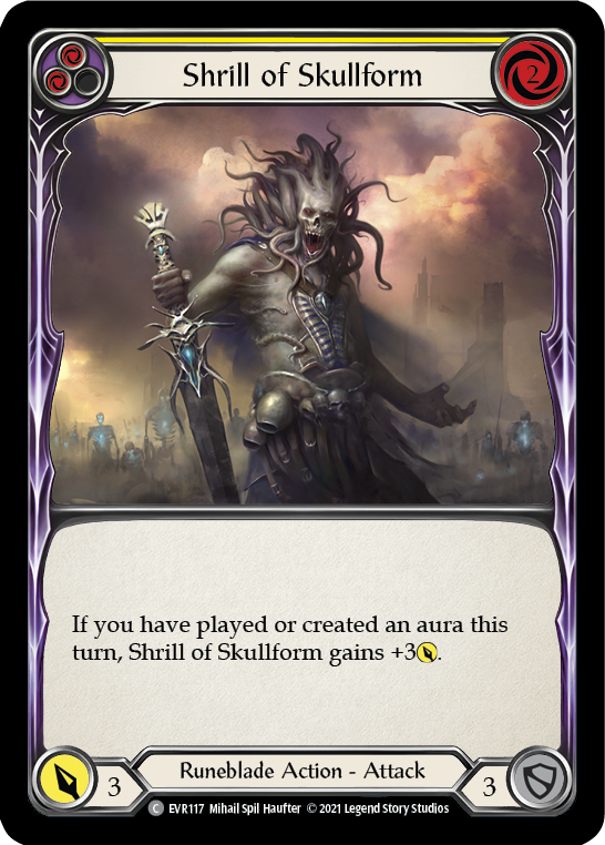 Shrill of Skullform (Yellow) [EVR117] (Everfest)  1st Edition Rainbow Foil | Good Games Cannington