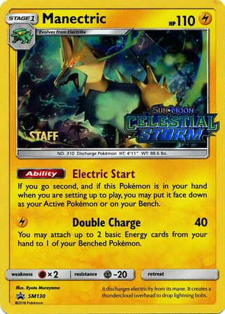 Manectric (SM130) (Staff Prerelease Promo) [Sun & Moon: Black Star Promos] | Good Games Cannington