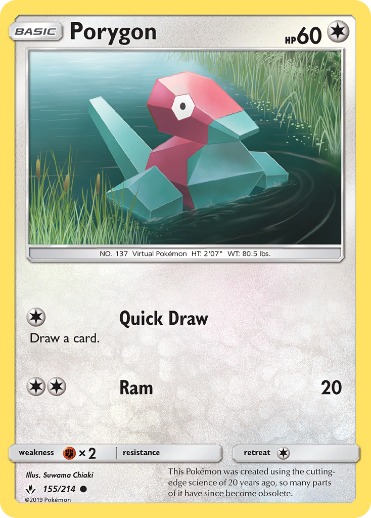 Porygon (155/214) [Sun & Moon: Unbroken Bonds] | Good Games Cannington