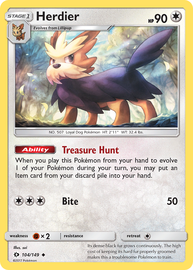 Herdier (104/149) [Sun & Moon: Base Set] | Good Games Cannington