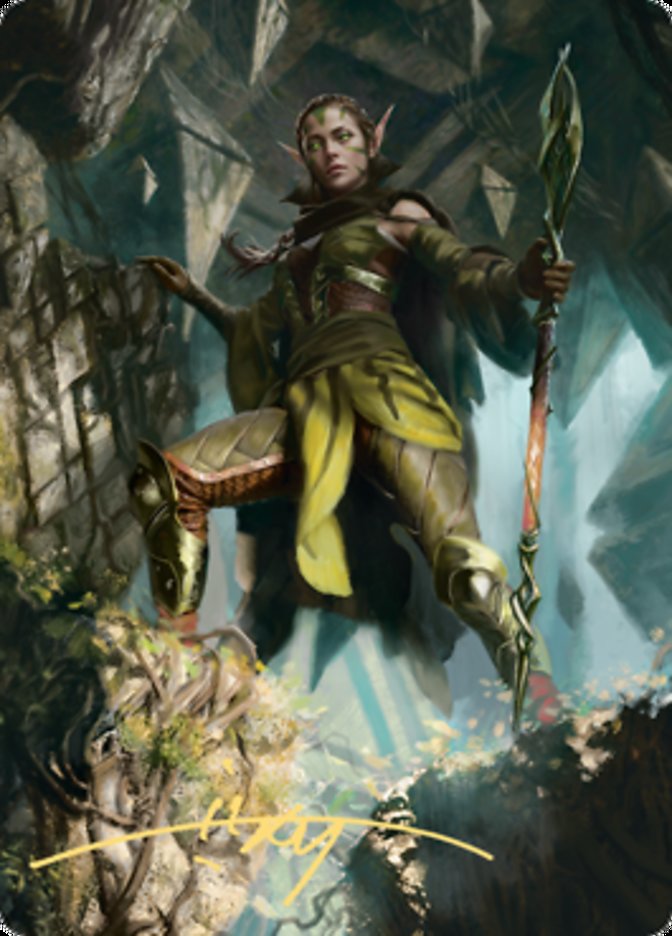Nissa of Shadowed Boughs 1 Art Card (Gold-Stamped Signature) [Zendikar Rising Art Series] | Good Games Cannington