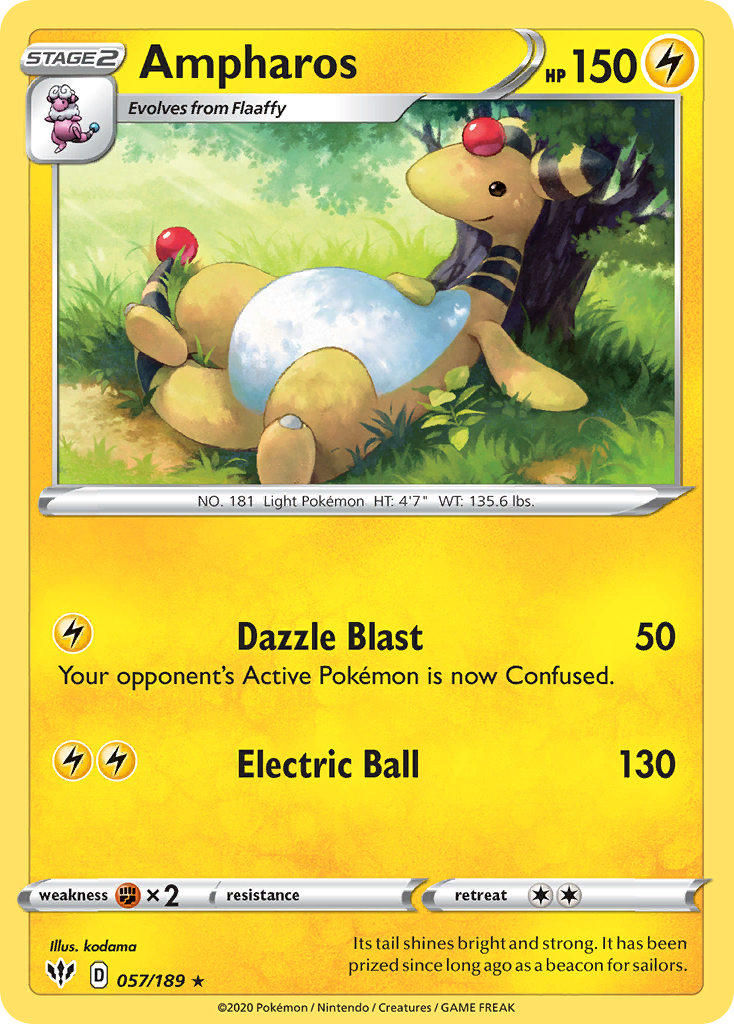 Ampharos (057/189) [Sword & Shield: Darkness Ablaze] | Good Games Cannington