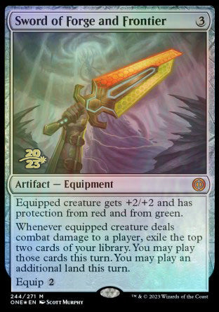 Sword of Forge and Frontier [Phyrexia: All Will Be One Prerelease Promos] | Good Games Cannington