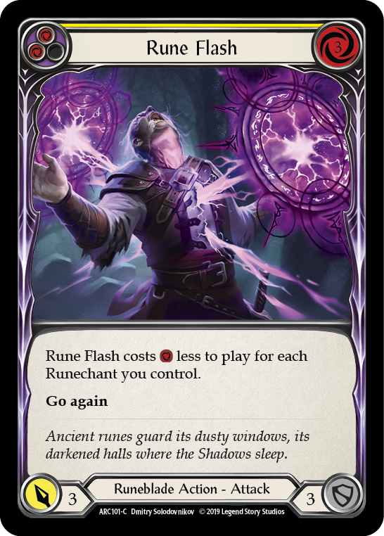 Rune Flash (Yellow) [ARC101-C] 1st Edition Rainbow Foil | Good Games Cannington