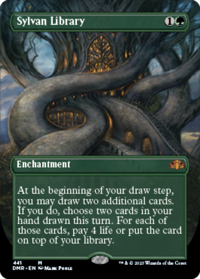Sylvan Library (Borderless Alternate Art) [Dominaria Remastered] | Good Games Cannington