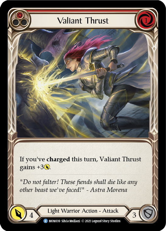 Valiant Thrust (Red) [MON039-RF] 1st Edition Rainbow Foil | Good Games Cannington