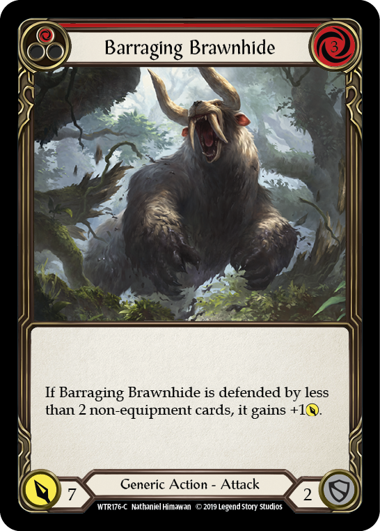 Barraging Brawnhide (Red) [WTR176-C] Alpha Print Normal | Good Games Cannington